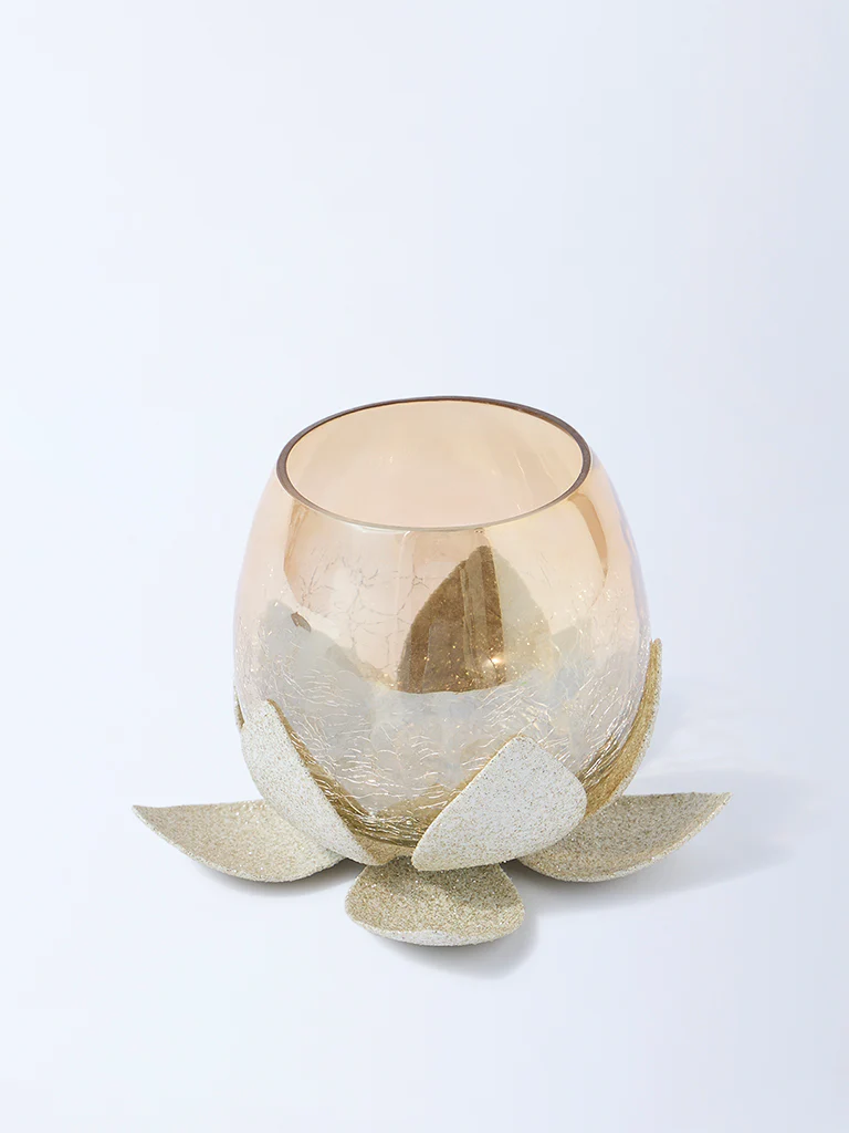 Westside Home Gold Single Leaf Design Tealight Candle Holder - Image 2