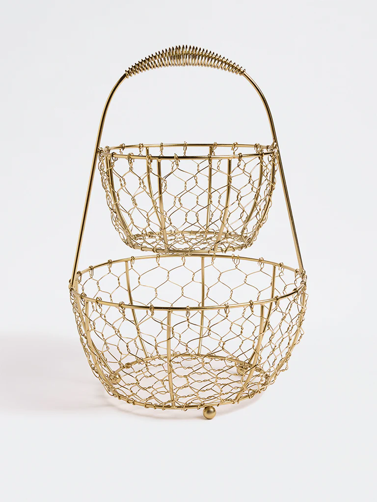 Westside Home Gold Two-Tiered Wired Basket