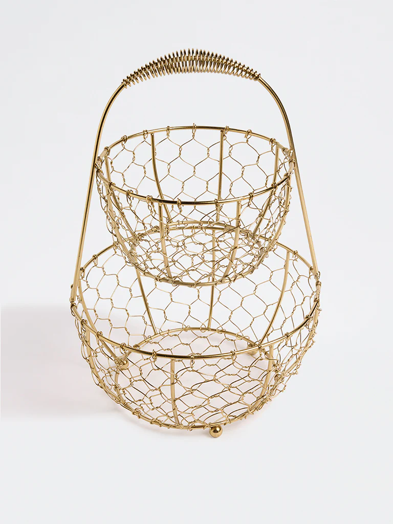Westside Home Gold Two-Tiered Wired Basket - Image 2