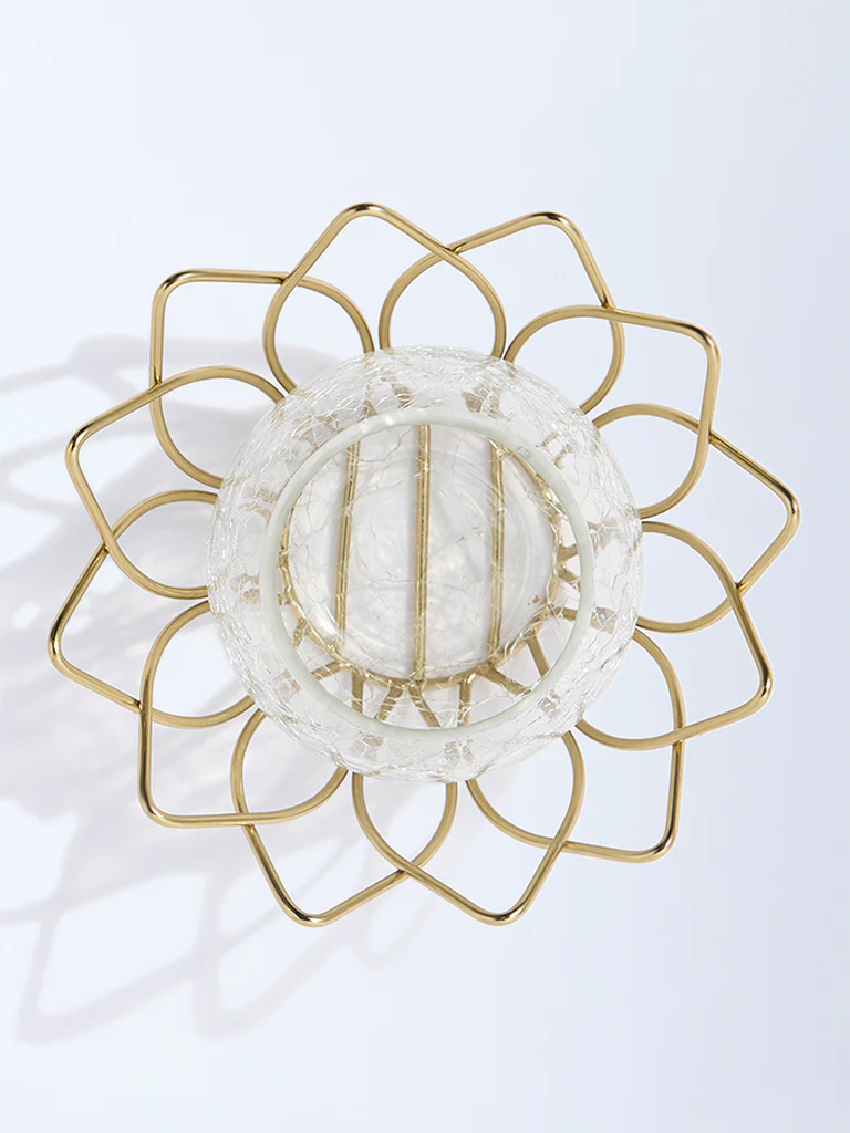 Westside Home Gold Wired Lotus with Glass Candle Stand - Image 2