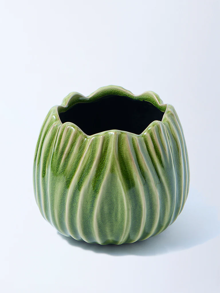 Westside Home Green Artichoke Ceramic Planter - Image 2