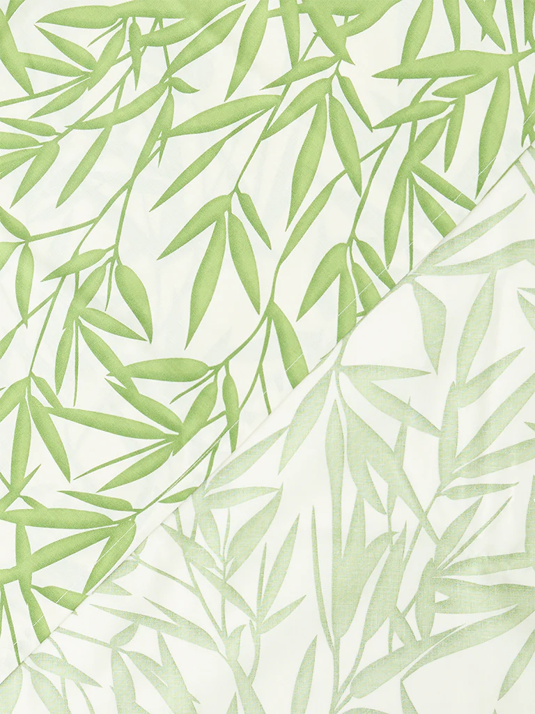 Westside Home Green Bamboo Leaf Printed Double Bed Sheet Set - Image 2