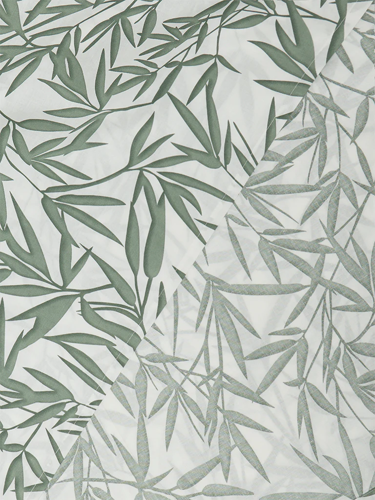 Westside Home Green Bamboo Leaf Printed Queen Bed Sheet Set - Image 4