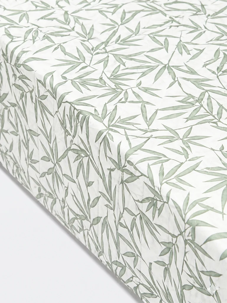 Westside Home Green Bamboo Leaf Reversible Single Bed Comforter - Image 3