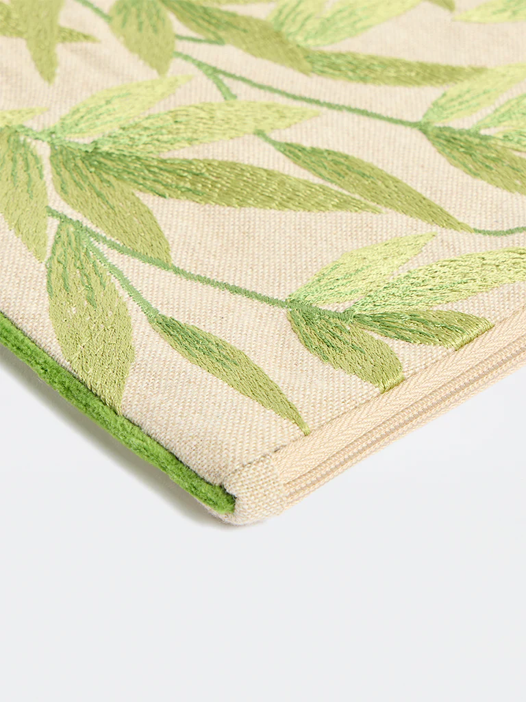 Westside Home Green Botanical Embroidered Pouch - Image 4