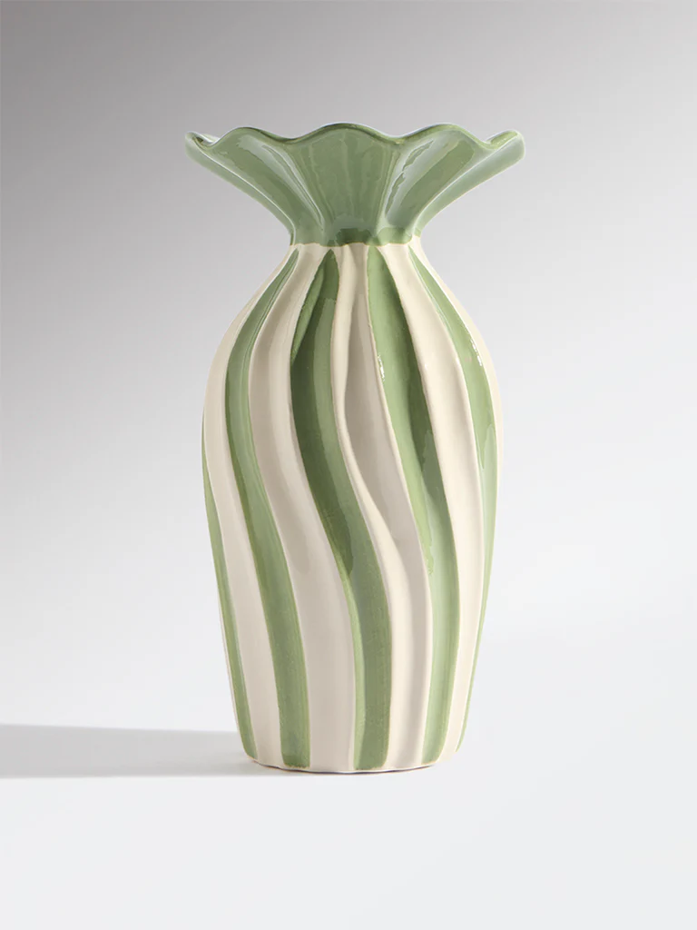 Westside Home Green Ceramic Frill Vase - Large
