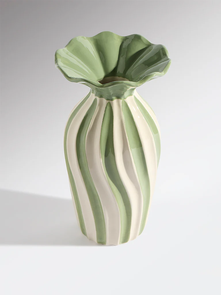 Westside Home Green Ceramic Frill Vase - Large - Image 2
