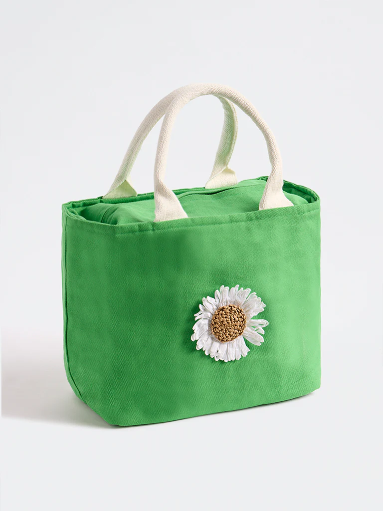 Westside Home Green Floral Applique Lunch Bag - Image 2
