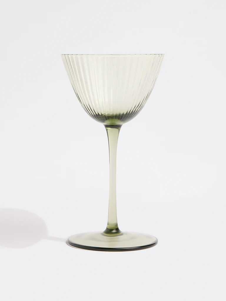Westside Home Green Fluted Wine Glass