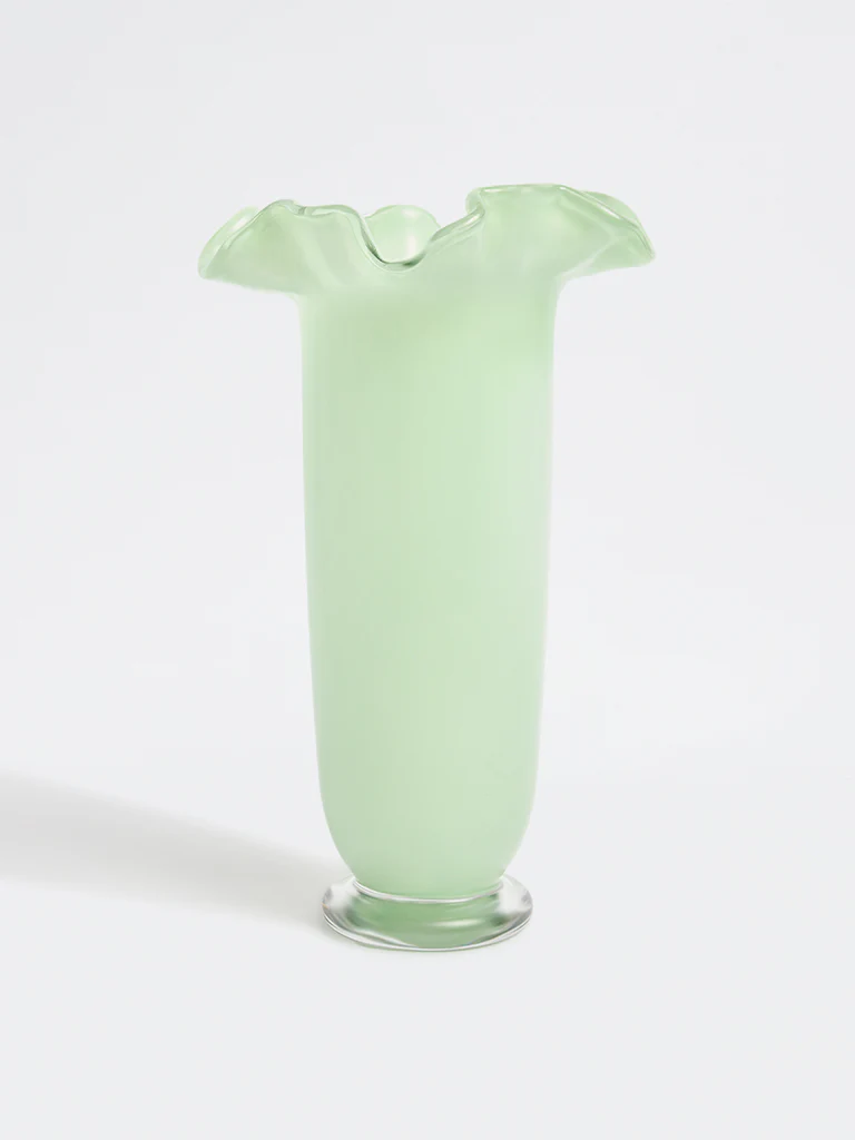 Westside Home Green Frill Glass Vase