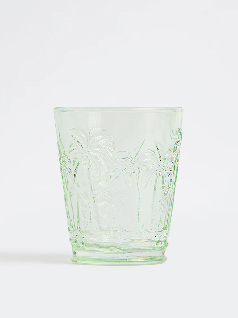 Westside Home Green Palm Tree Textured Water Glass
