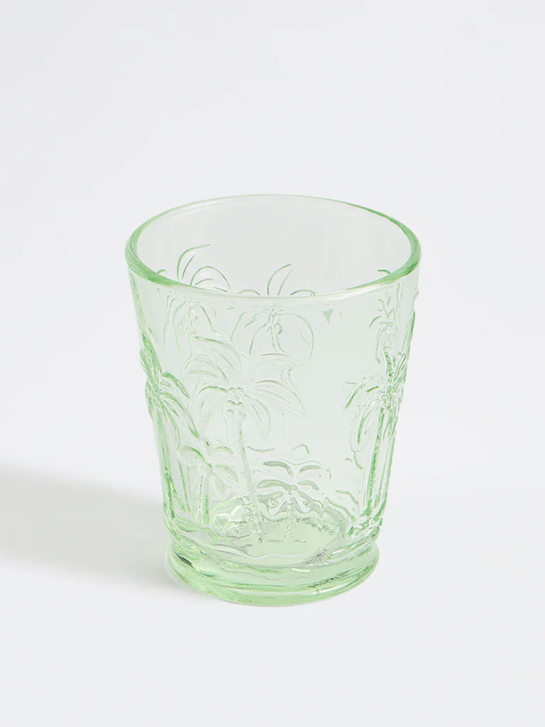 Westside Home Green Palm Tree Textured Water Glass - Image 2