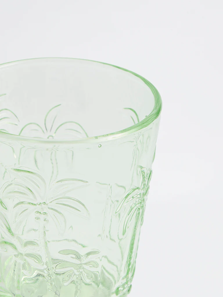 Westside Home Green Palm Tree Textured Water Glass - Image 3