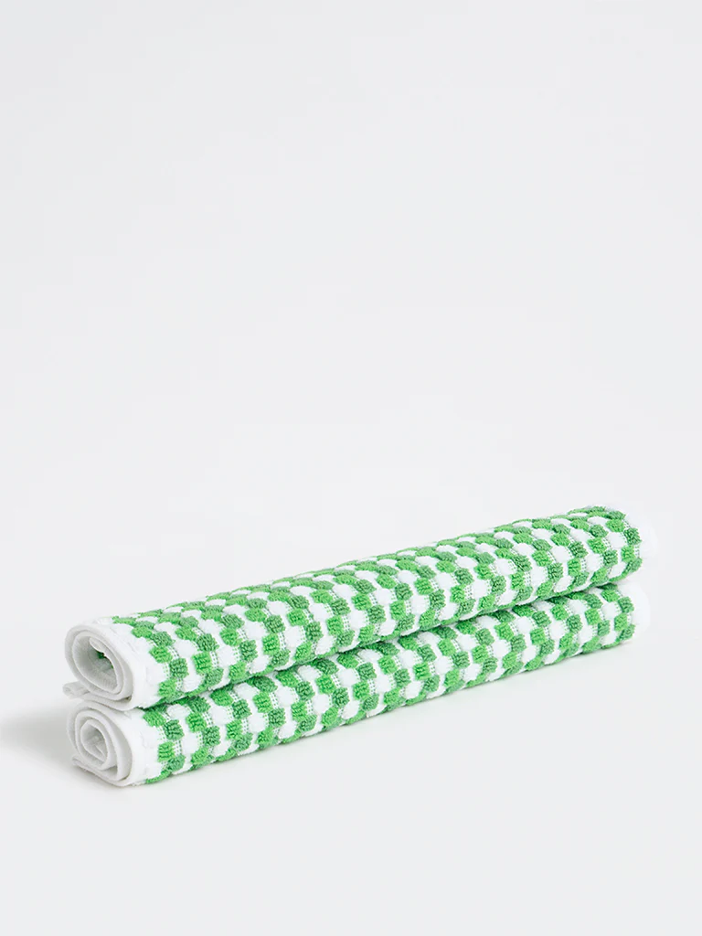 Westside Home Green Popcorn Textured Face Towel (Set of 2) - Image 2