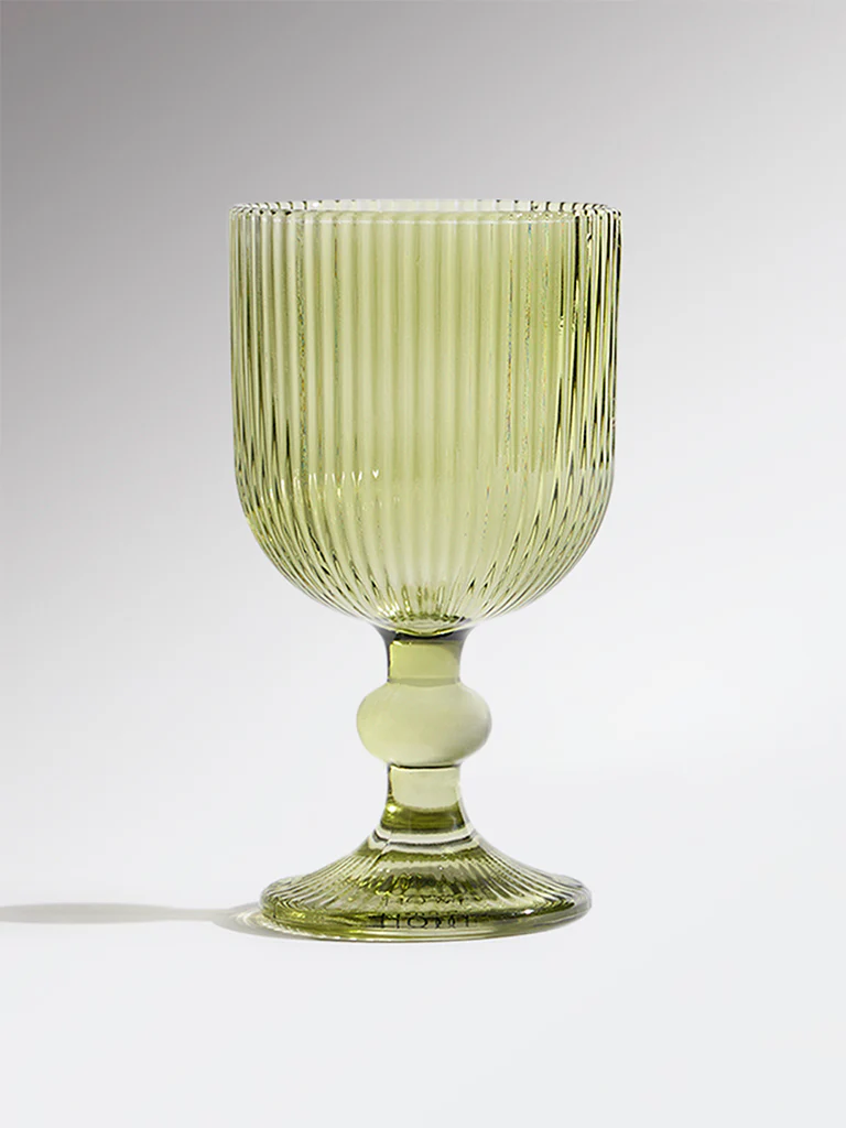 Westside Home Green Ribbed-Textured Wine Glass - Image 2