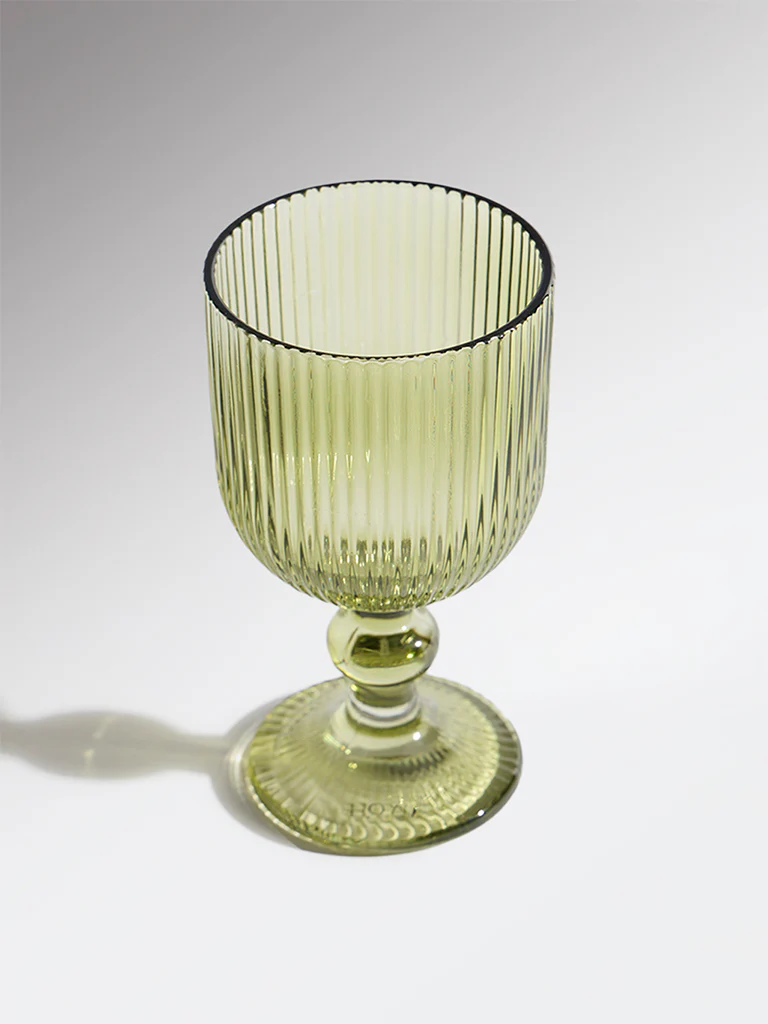 Westside Home Green Ribbed-Textured Wine Glass - Image 3
