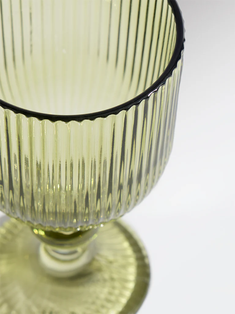 Westside Home Green Ribbed-Textured Wine Glass - Image 4