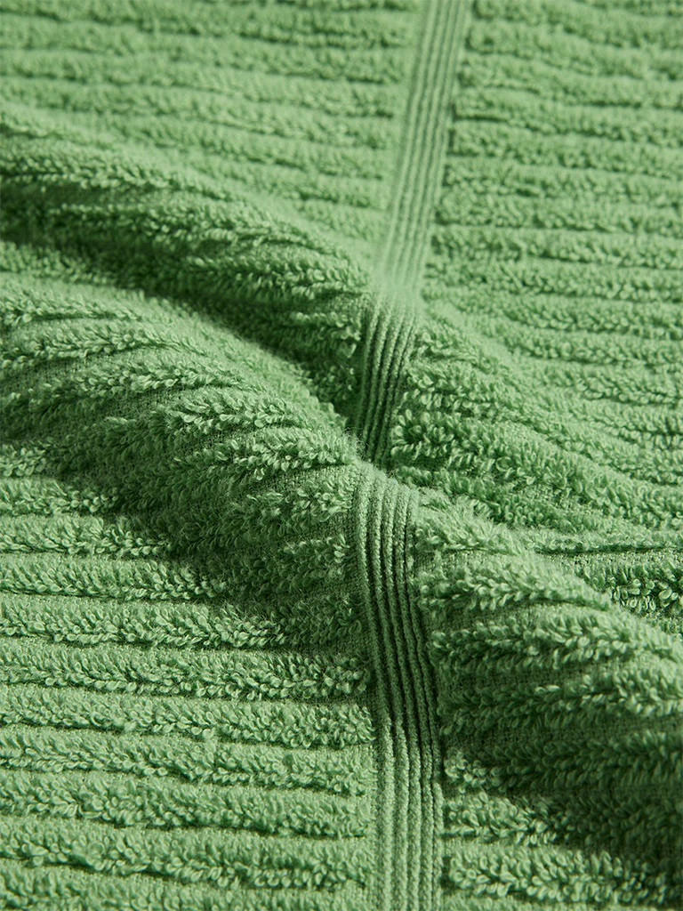 Westside Home Green Self-Striped Bath Towel - Image 3