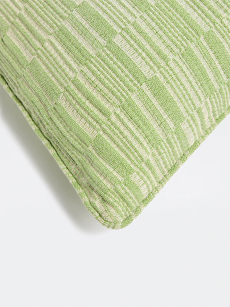 Westside Home Green Stripe-Textured Cushion Cover - Image 3