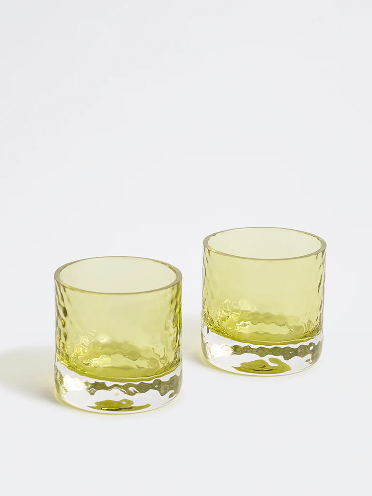 Westside Home Green Textured Glass Votive Holders (Set of 2) - Image 2