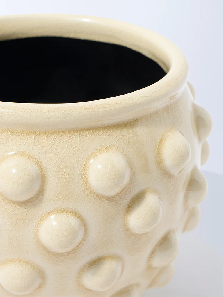 Westside Home Ivory Ceramic Bubble Pot - Image 3