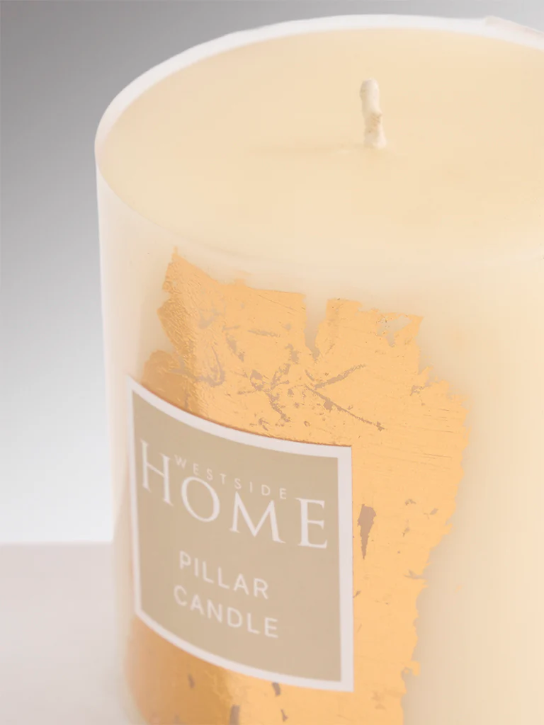 Westside Home Ivory Foil Detailed Pillar Candle - Image 3