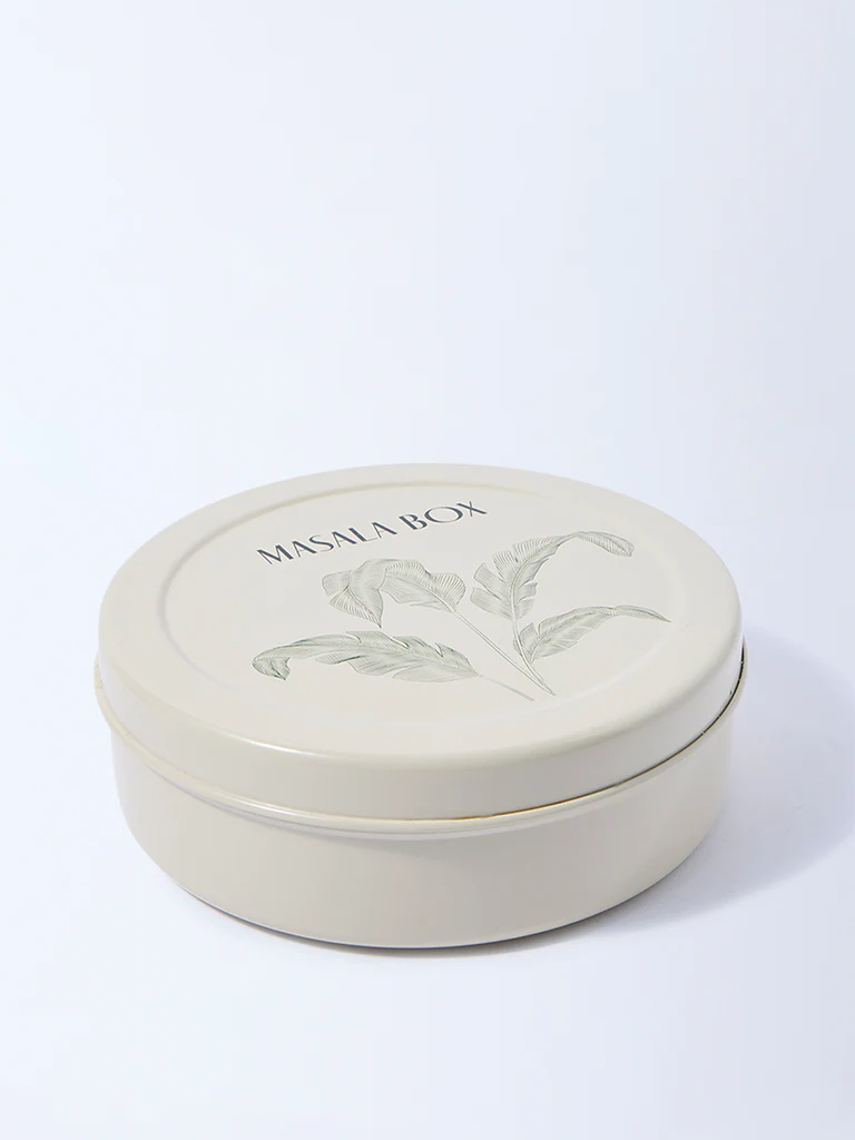 Westside Home Ivory Leaf Printed Masala Box