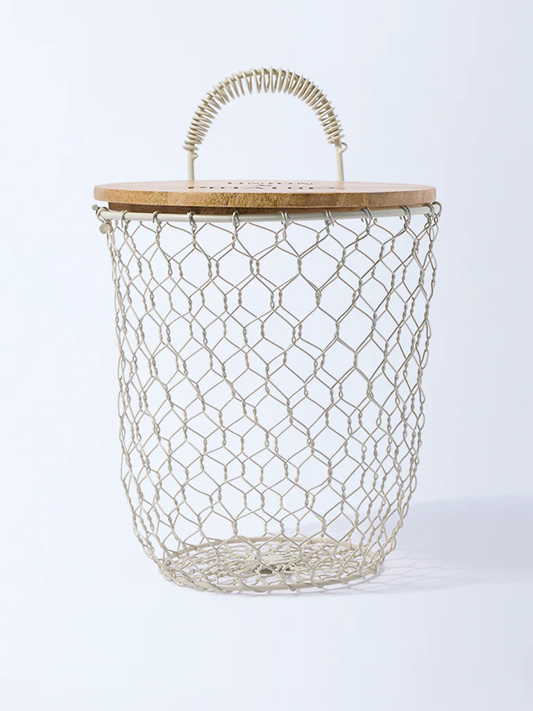 Westside Home Ivory Onion and Potatoes Storage Basket