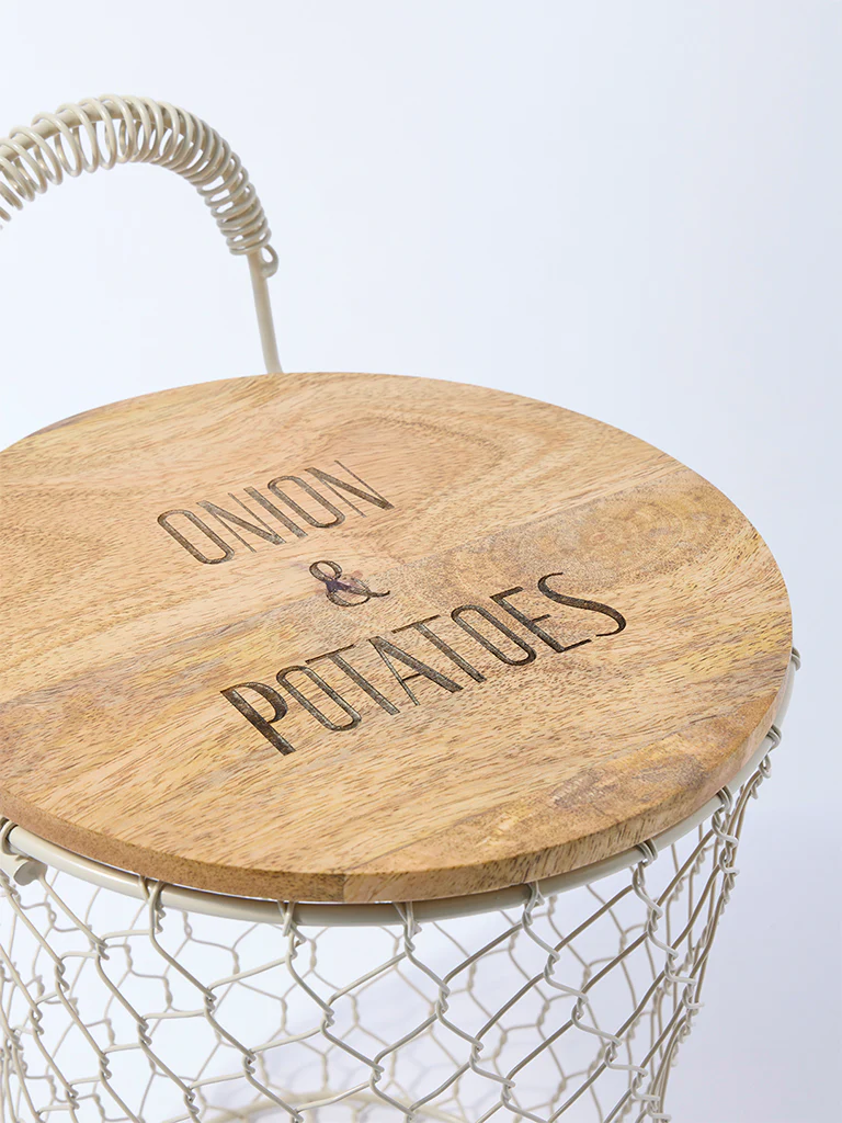 Westside Home Ivory Onion and Potatoes Storage Basket - Image 3