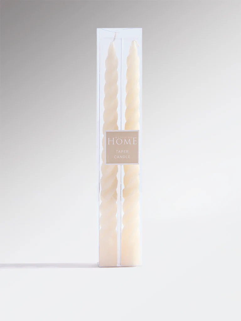 Westside Home Ivory Twisted Tapered Candles (Set of 2)