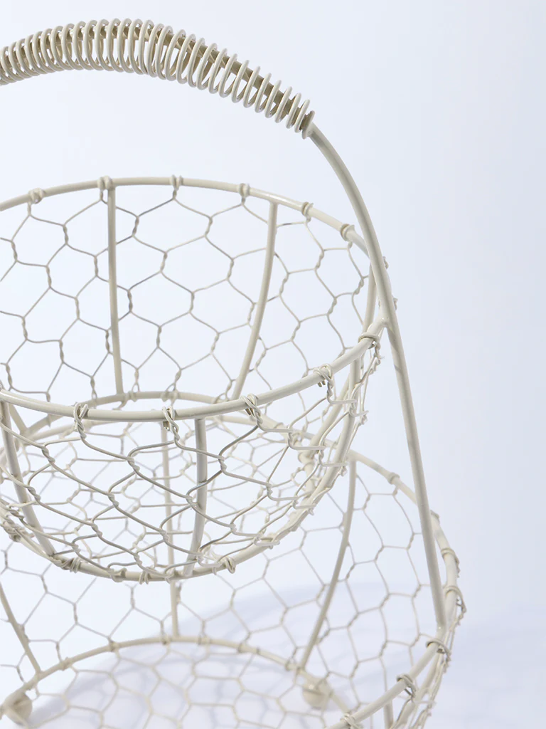Westside Home Ivory Two-Tiered Basket - Image 3