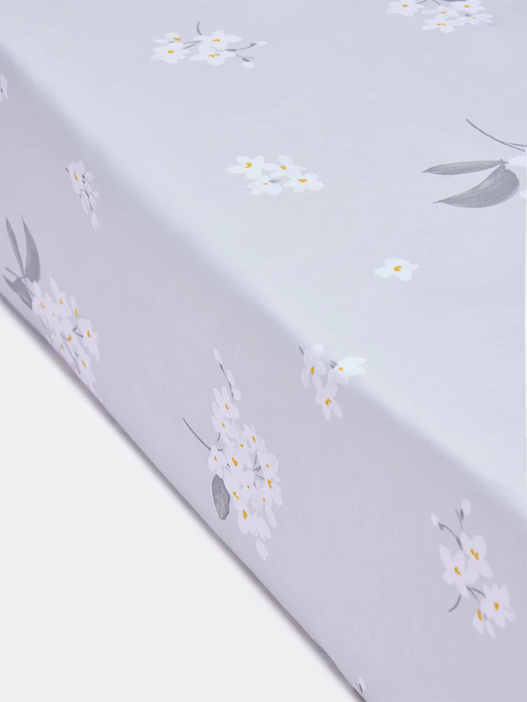 Westside Home Light Blue Floral Queen Bed Sheet Set - Image 2