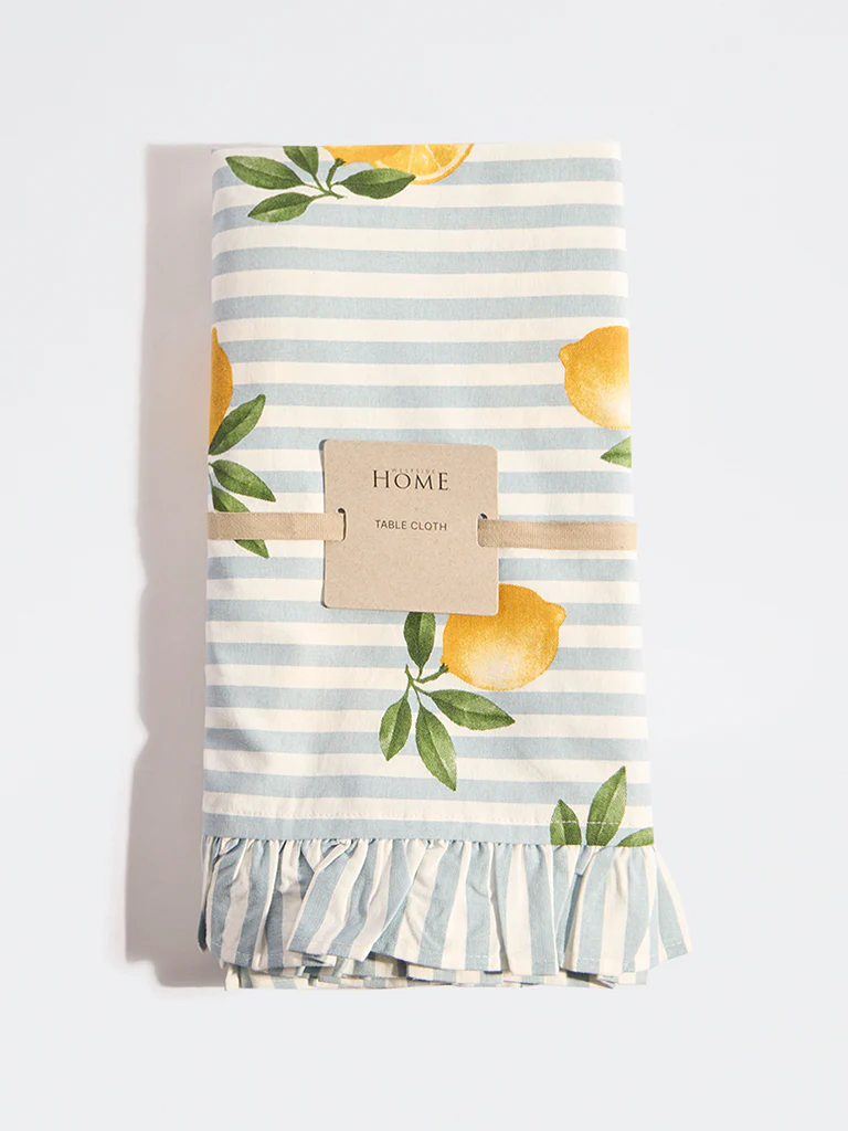 Westside Home Light Blue Lemon Design Table Cloth