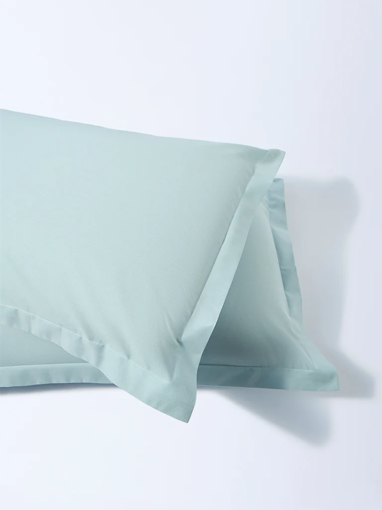 Westside Home Light Blue Solid Pillowcases (Set of 2) - Image 2