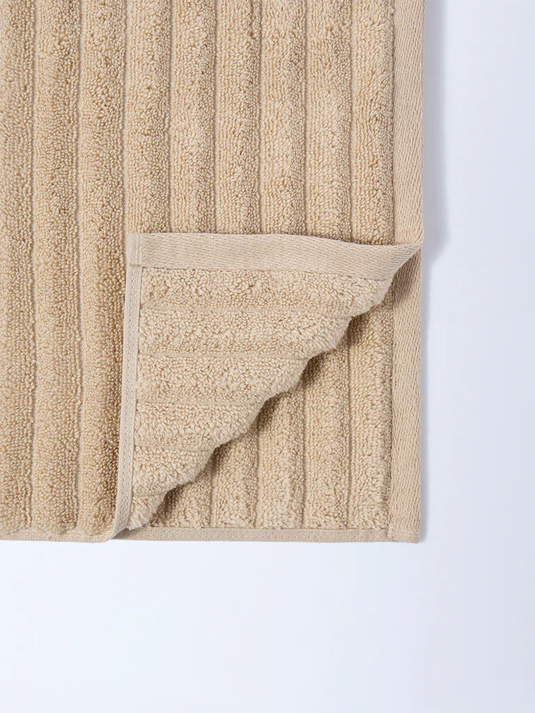 Westside Home Light Brown Self-Striped Hand Towel - Image 3