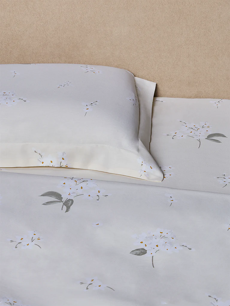 Westside Home Light Yellow Floral Queen Bed Sheet Set