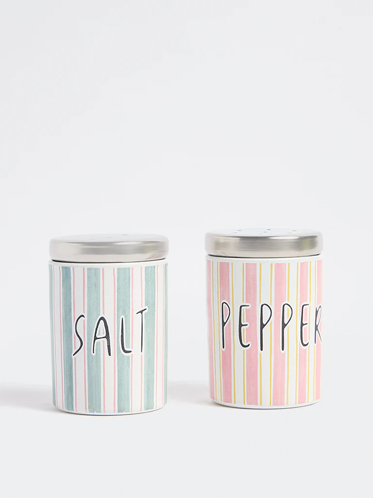 Westside Home Multicolor Striped Salt and Pepper Canisters (Set of 2)