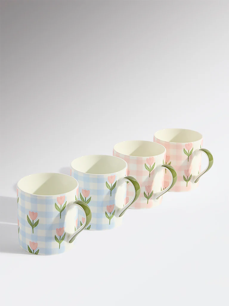 Westside Home Multicolour Floral Printed Mugs (Set of 4) - Image 2