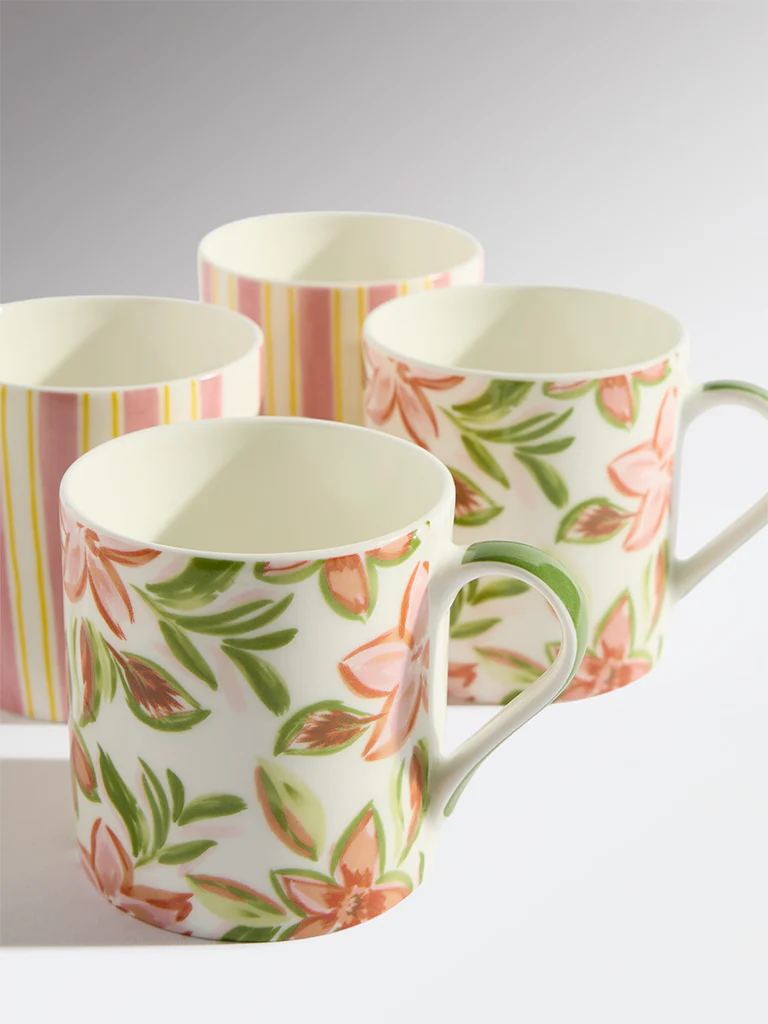 Westside Home Multicolour Printed Mugs (Set of 4) - Image 3