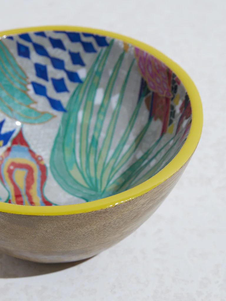 Westside Home Multicolour Printed Small Wooden Bowl - Image 3