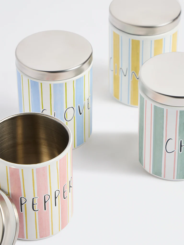 Westside Home Multicolour Stripe Pattern Spice Containers (Set of 4) - Image 4