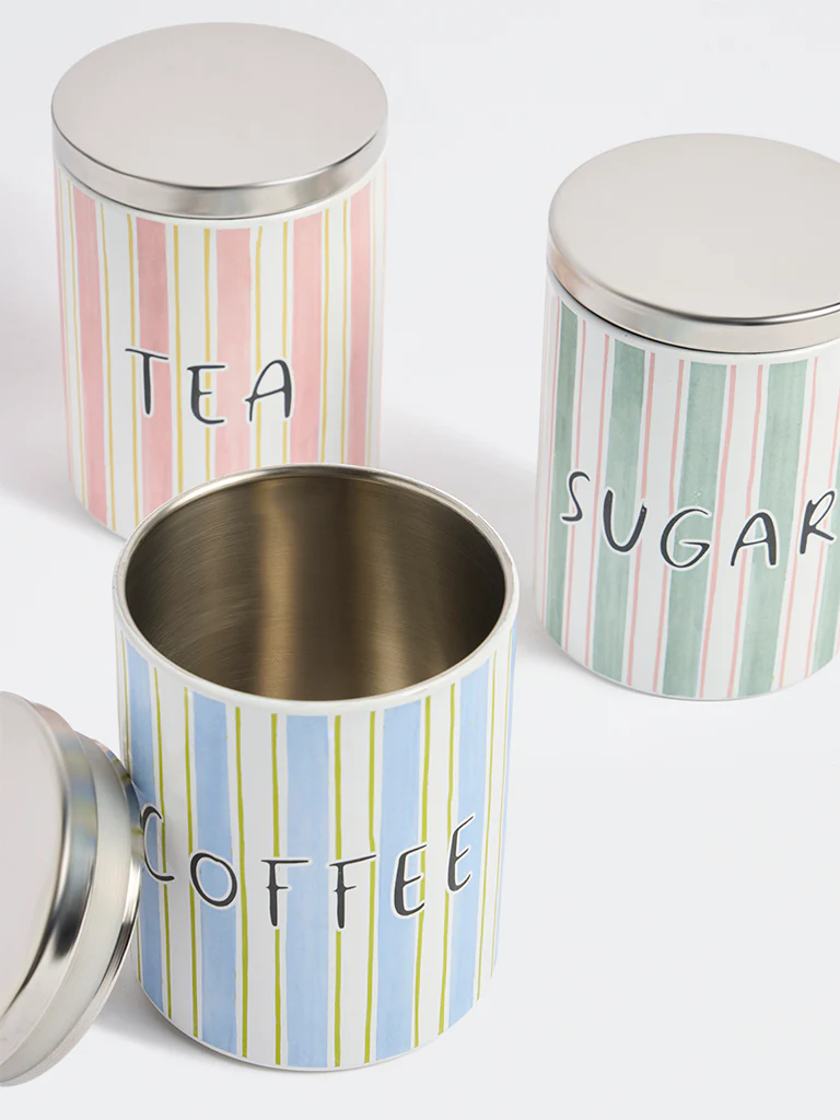 Westside Home Multicolour Stripe Pattern TCS Containers (Set of 3) - Image 4