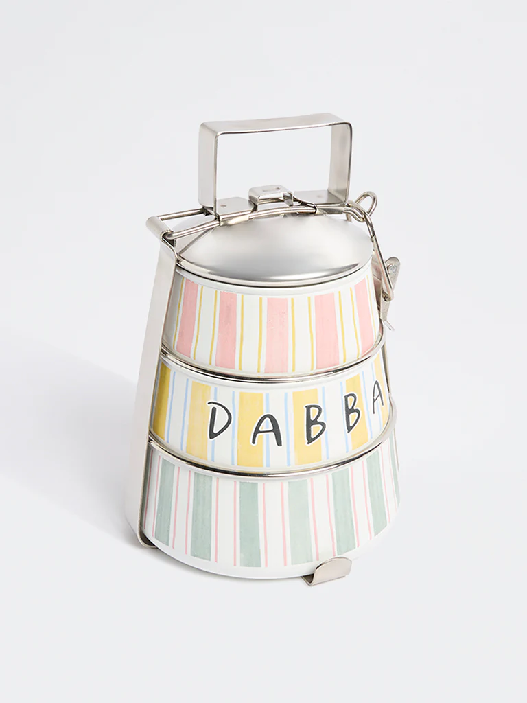 Westside Home Multicolour Stripe Pattern Three-Tiered Dabba - Image 3