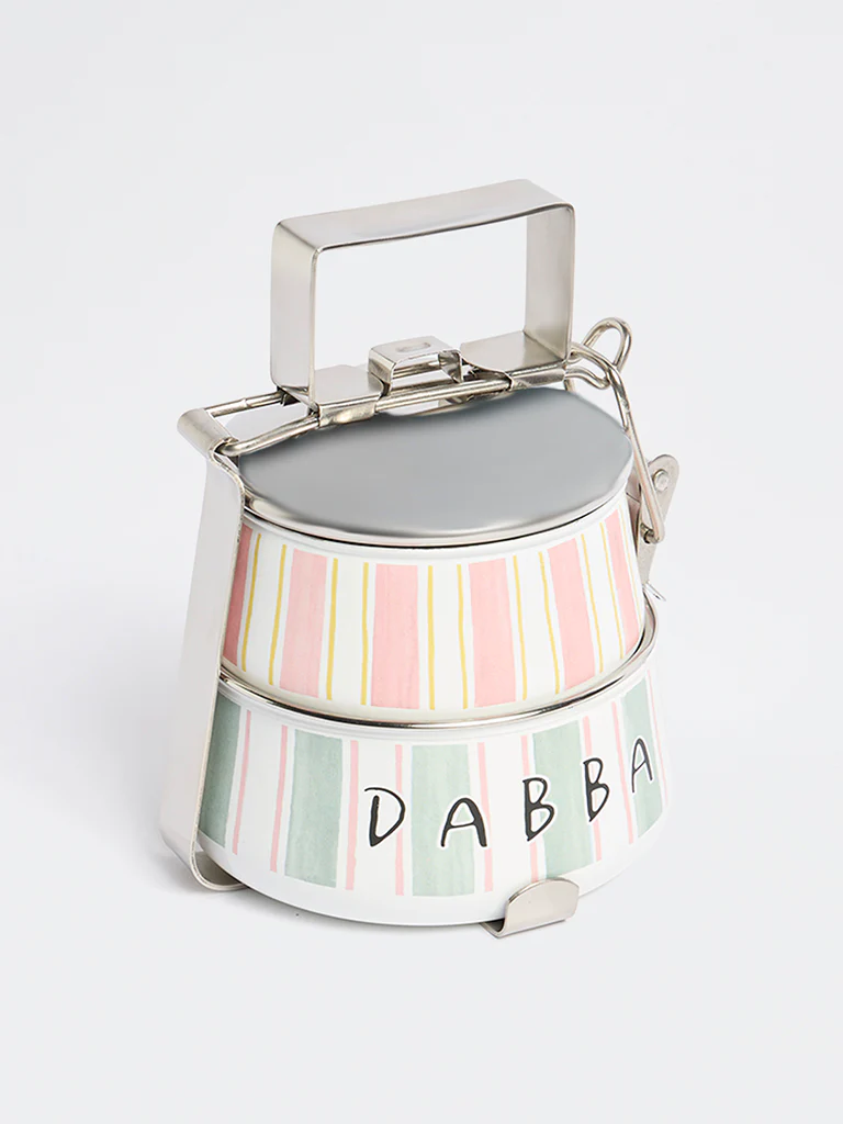 Westside Home Multicolour Stripe Pattern Two-Tiered Dabba - Image 3