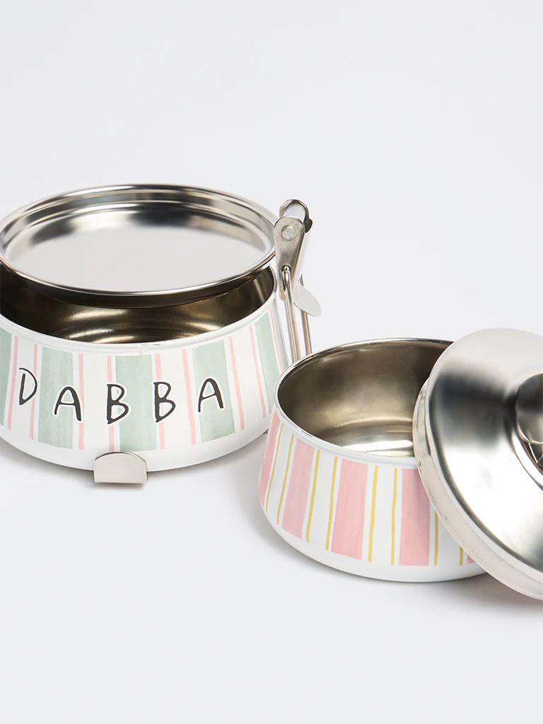 Westside Home Multicolour Stripe Pattern Two-Tiered Dabba - Image 4