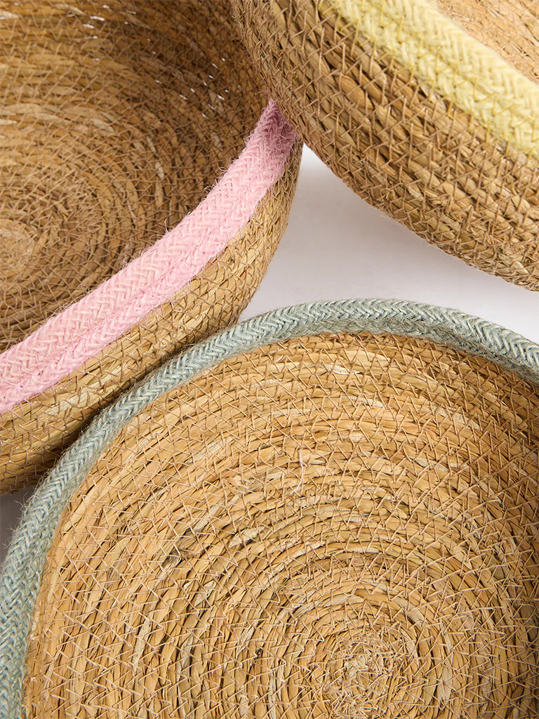 Westside Home Multicolour Woven-Textured Round Baskets (Set of 3) - Image 5