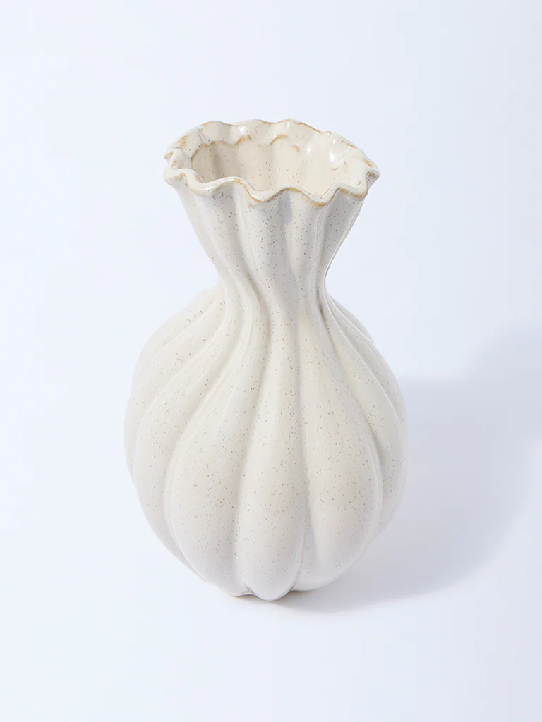 Westside Home Off-White Abstract Ceramic Vase - Image 2
