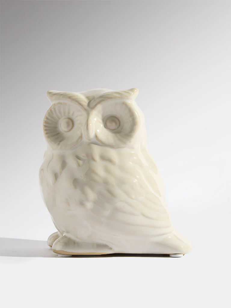 Westside Home Off-White Ceramic Owl Decorative Object