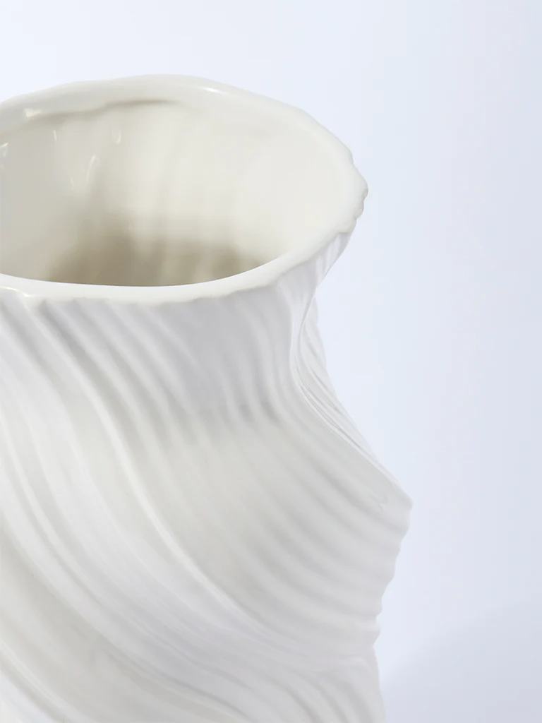 Westside Home Off-White Ceramic Twist Vase - Image 3