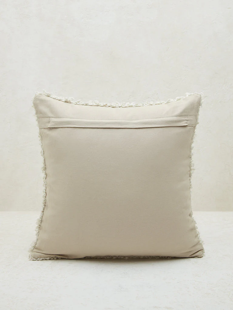 Westside Home Off-White Fleece Cushion Cover - Image 2